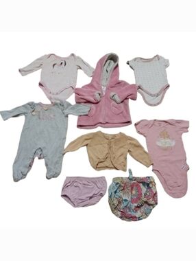 Baby Girls Size 3-6 Months Mixed Clothing Lot Bundle Of 8 Pieces